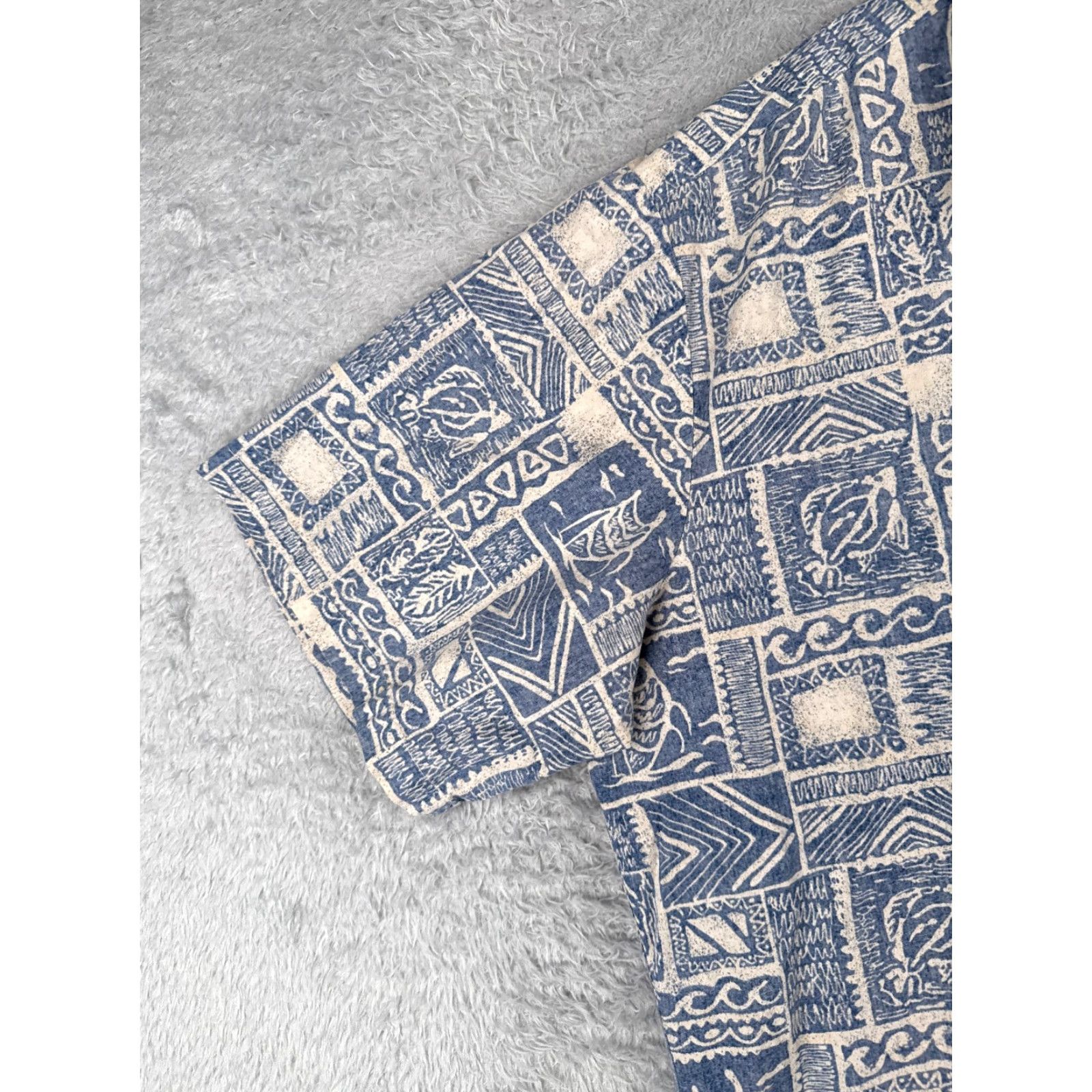 Vintage VINTAGE Cooke Street Shirt Men 2XL Blue Geometric Tile Floral 100% Cotton casual Wearable Button-Up Hawaiian Aloha resort Summer Winter Everyday Mens Size US XXL / EU 58 / 5 - 3 Thumbnail