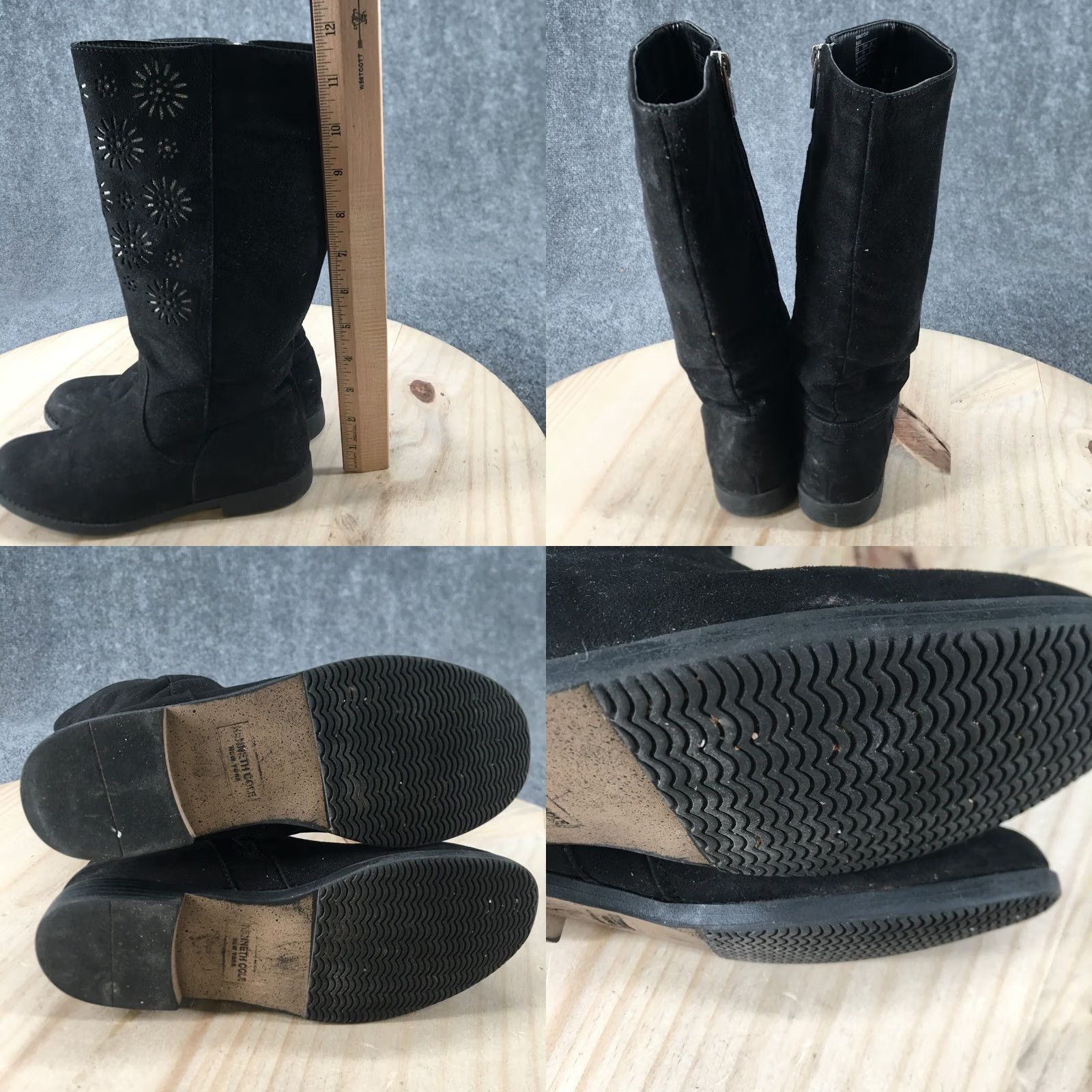 Kenneth Cole Kenneth Cole Boots Womens 3 Kennedy Chop Tall Riding Black Suede Round Toe Zip Shoes (Boot) Mens? Size US 5.5 / IT 35.5 - 8 Thumbnail