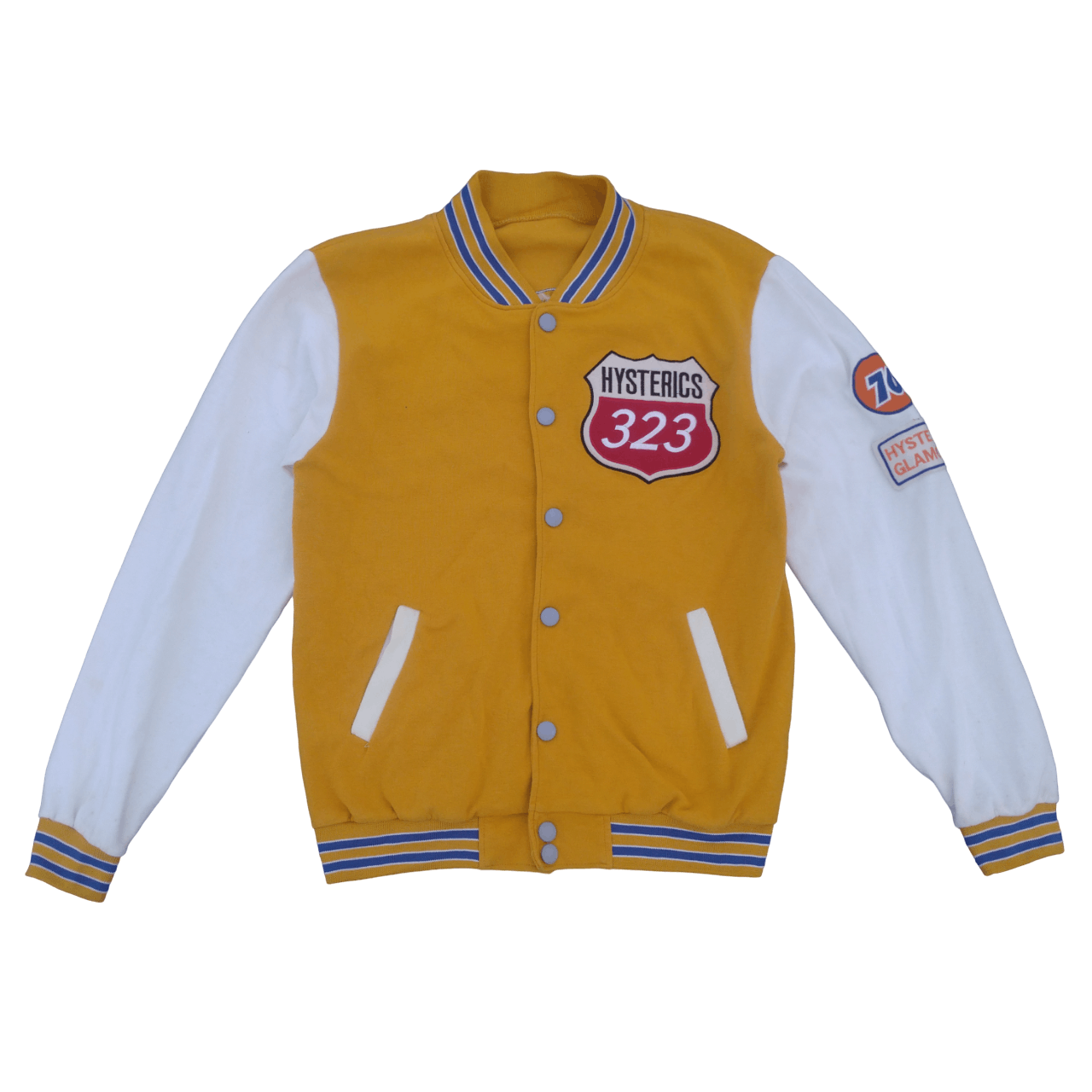image of Hysteric Glamour X 76 Lubricant Varsity Jacket in Yellow, Men's (Size Large)