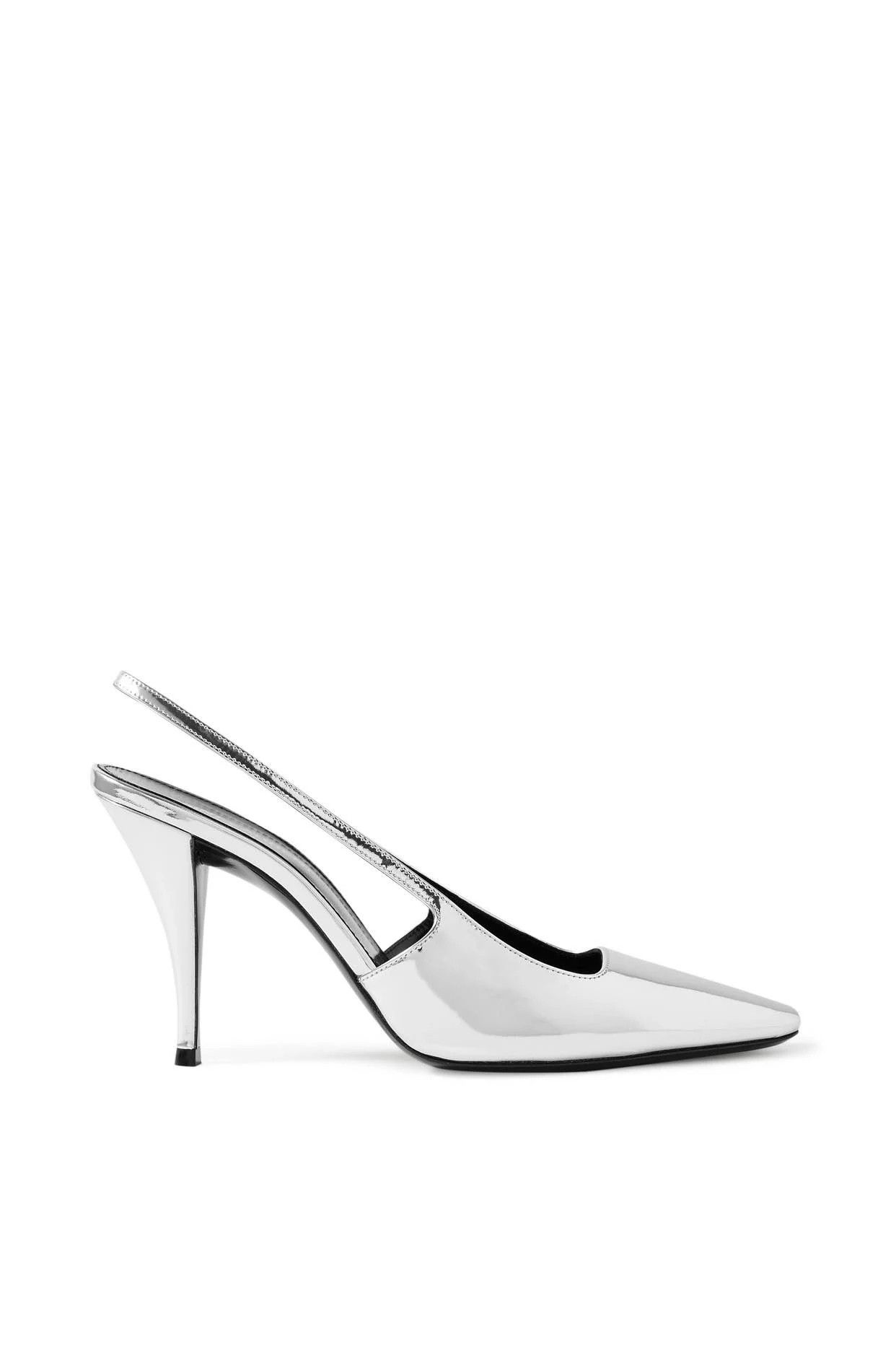 Saint Laurent Paris o1b1hav110924 Blade Slingback Pumps Mirrored in Silver Size US 7 / IT 37 - 1 Thumbnail