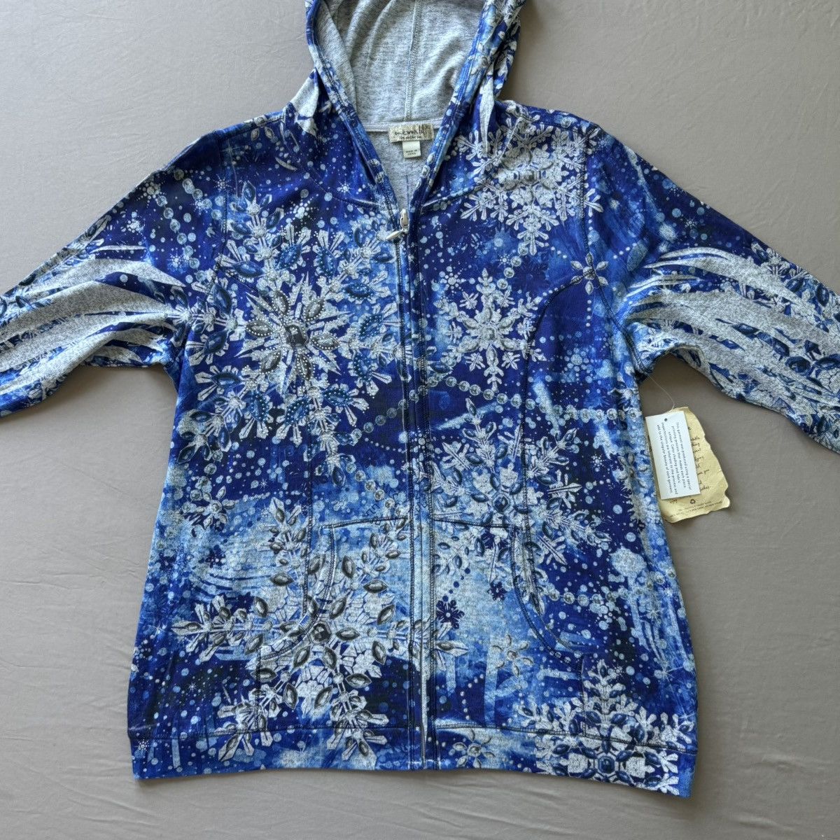 Other Y2K Early 2000s One World Snowflake Bedazzled Zip Up Hoodie Size XL / US 12-14 / IT 48-50 - 7 Thumbnail