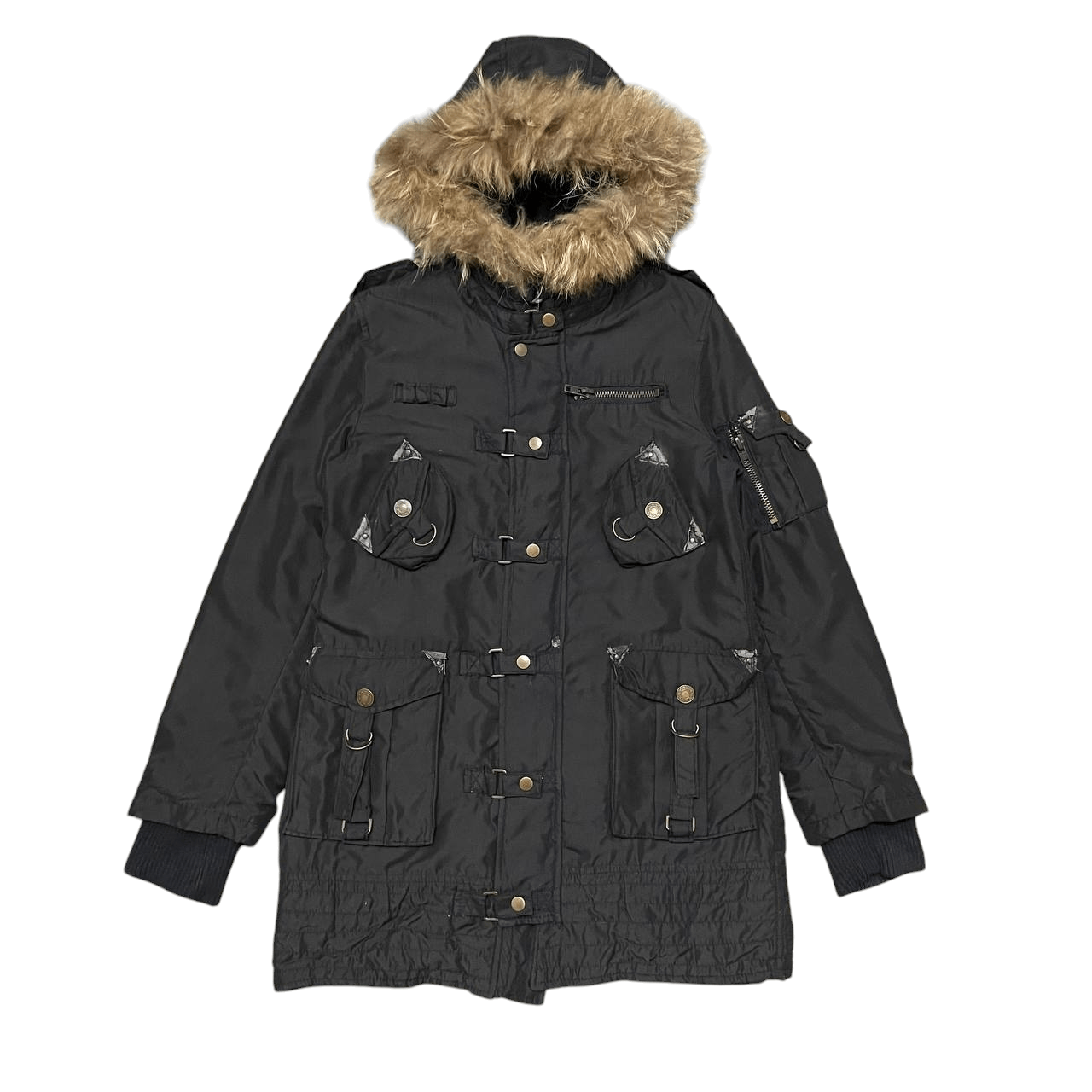 Vintage Janela Raccoon Fur Bondage Cargo Jacket