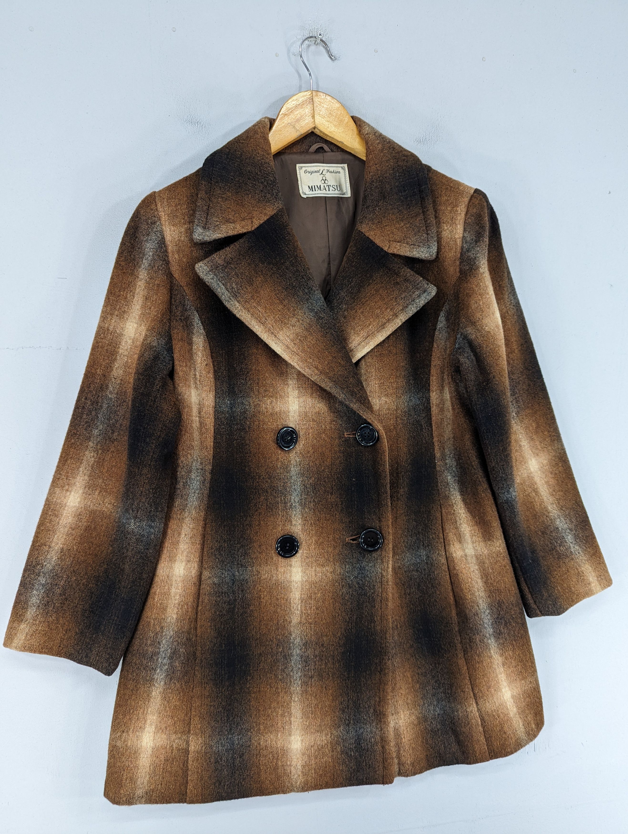 Japanese Brand 🔥Mimatsu Japanese Brand Shadow Plaid Double Breasted Jacket Size M / US 6-8 / IT 42-44 - 2 Thumbnail