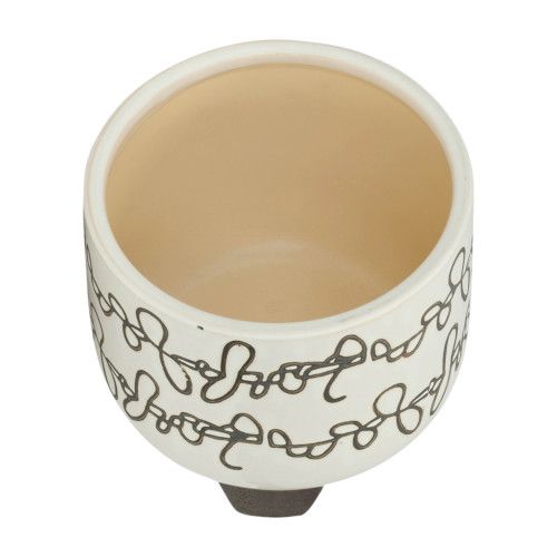 Designer × Homemade S/2 CERAMIC 6/8" SCRIBBLE FOOTED PLANTER, BEIGE Size US L / EU 52-54 / 3 - 6 Thumbnail