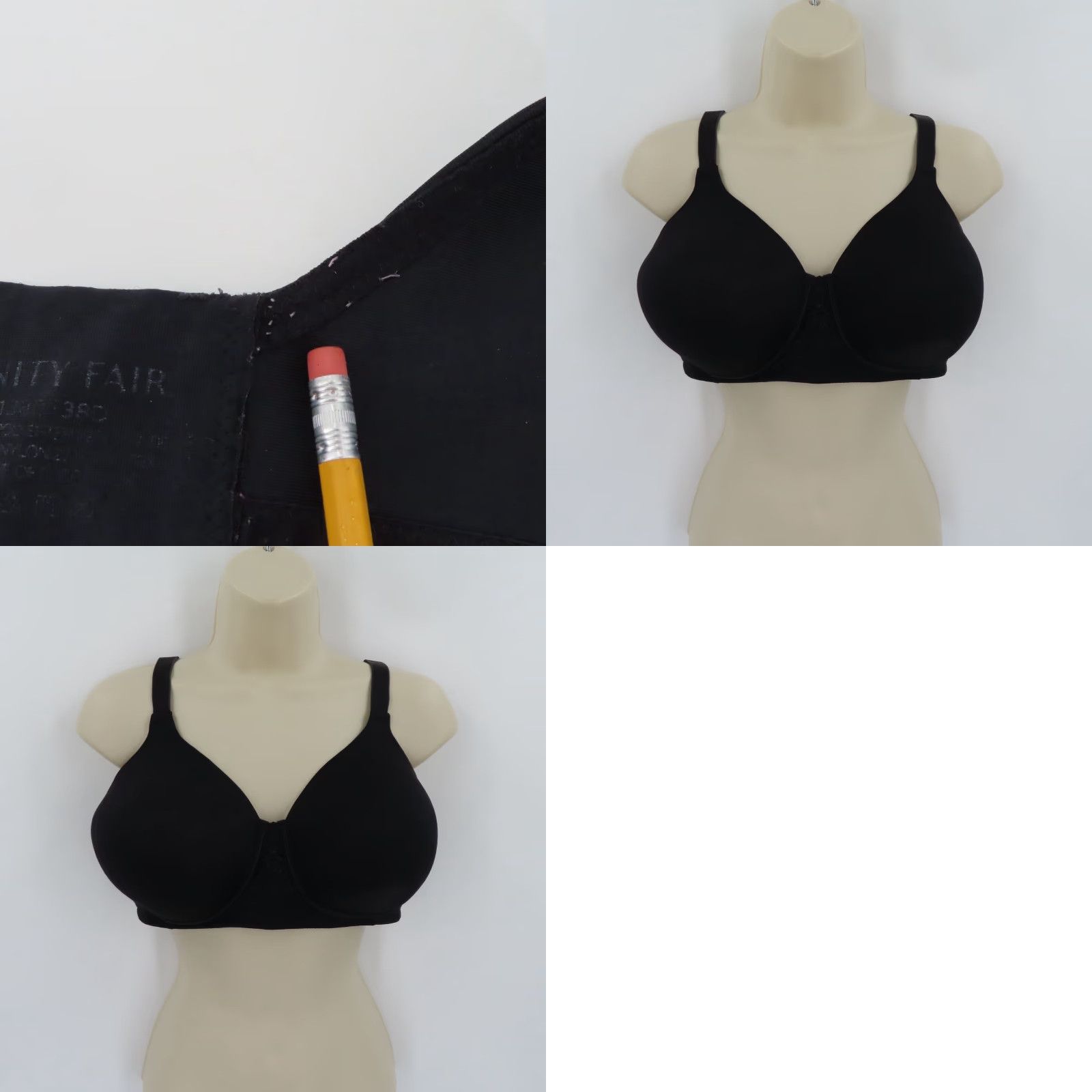 Vintage VANITY FAIR Bra 38D Full Figure Beauty Back Smoother Wireless Black 71380 Women T-Shirt Bra Sexy Back Support Size ONE SIZE - 9 Thumbnail