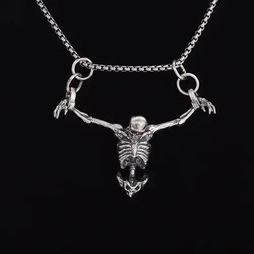 Jewelry Half Body Skull Pendant Necklace Size ONE SIZE - 2 Thumbnail