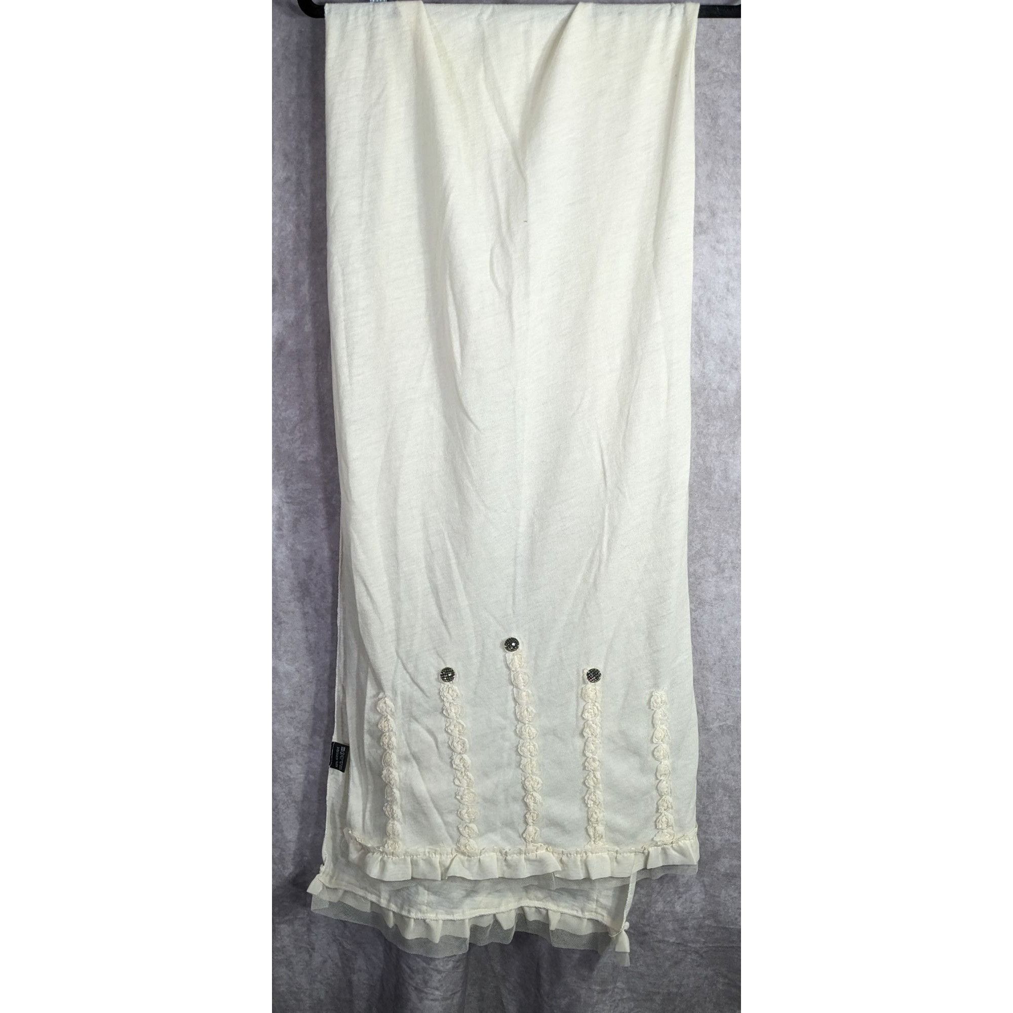 Other Vintage French Coquette White Scarf With Lace & Button Accen Size ONE SIZE - 8 Thumbnail