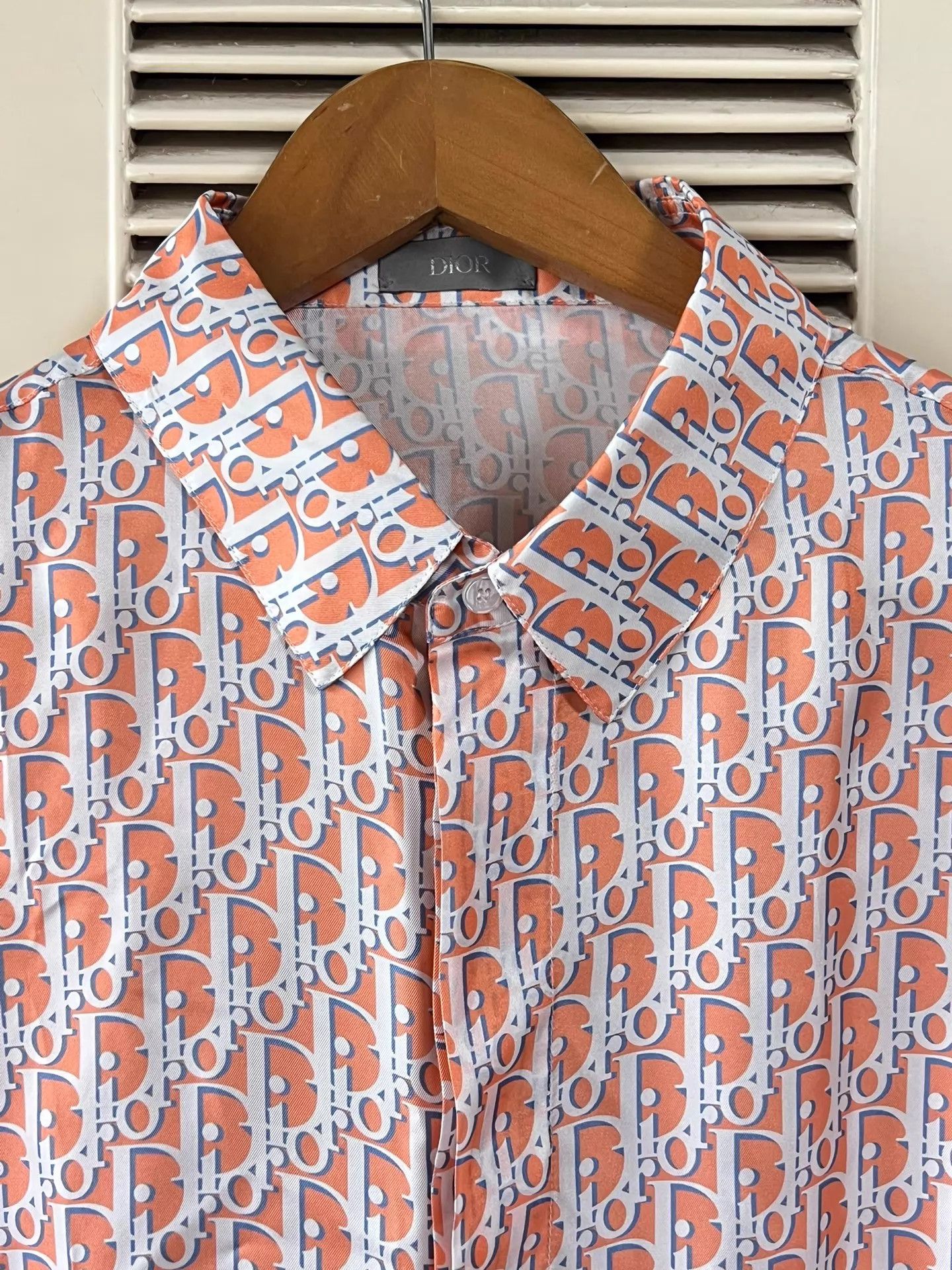 Dior Dior Men's Short Sleeve Shirt Orange/White Logo 42 Size US L / EU 52-54 / 3 - 3 Thumbnail