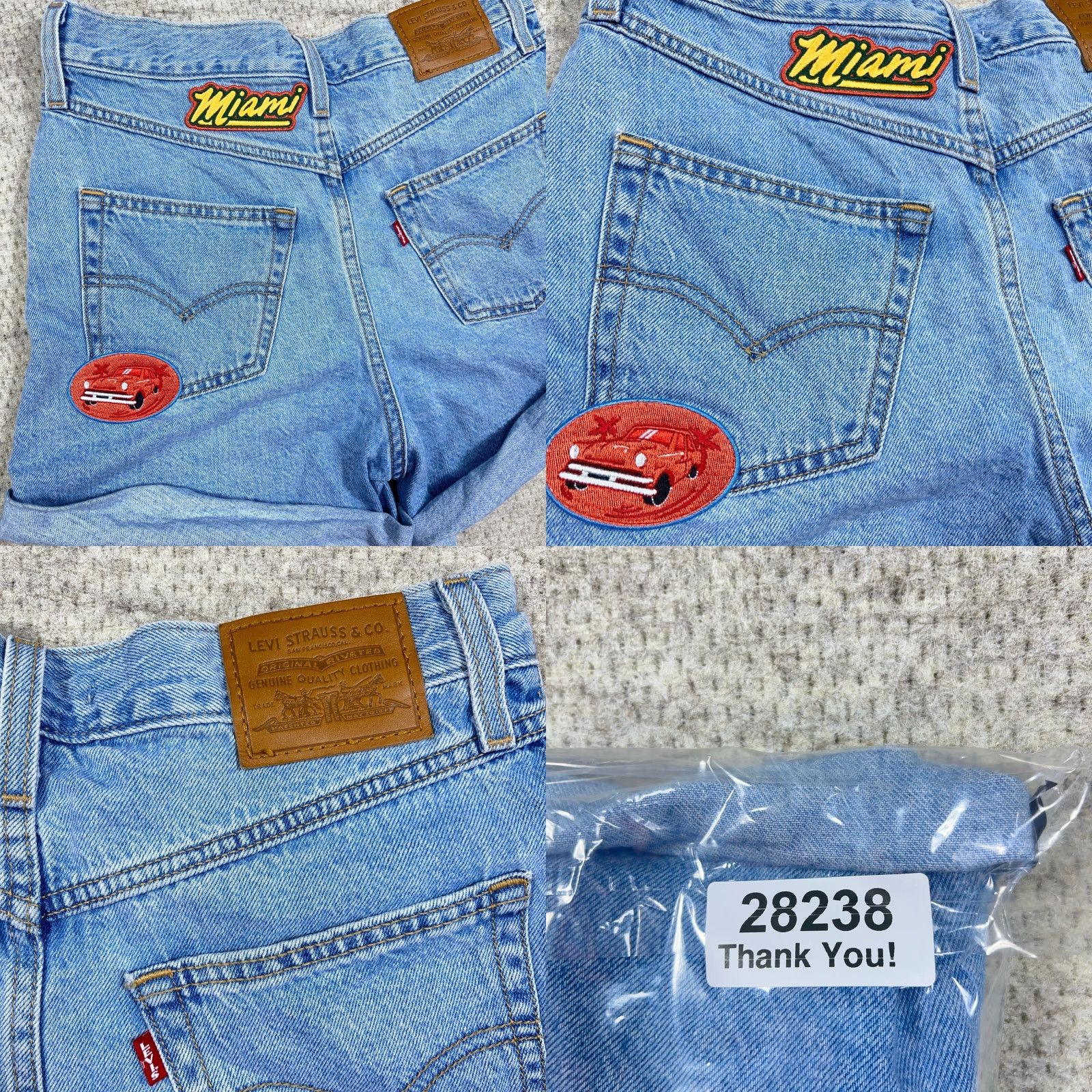 Levi's Levis Mom Shorts Women 27 Cut Off Mid Length Rolled Cuff Patches 80s Retro Womens Size 27" / US 4 / IT 40 - 9 Thumbnail