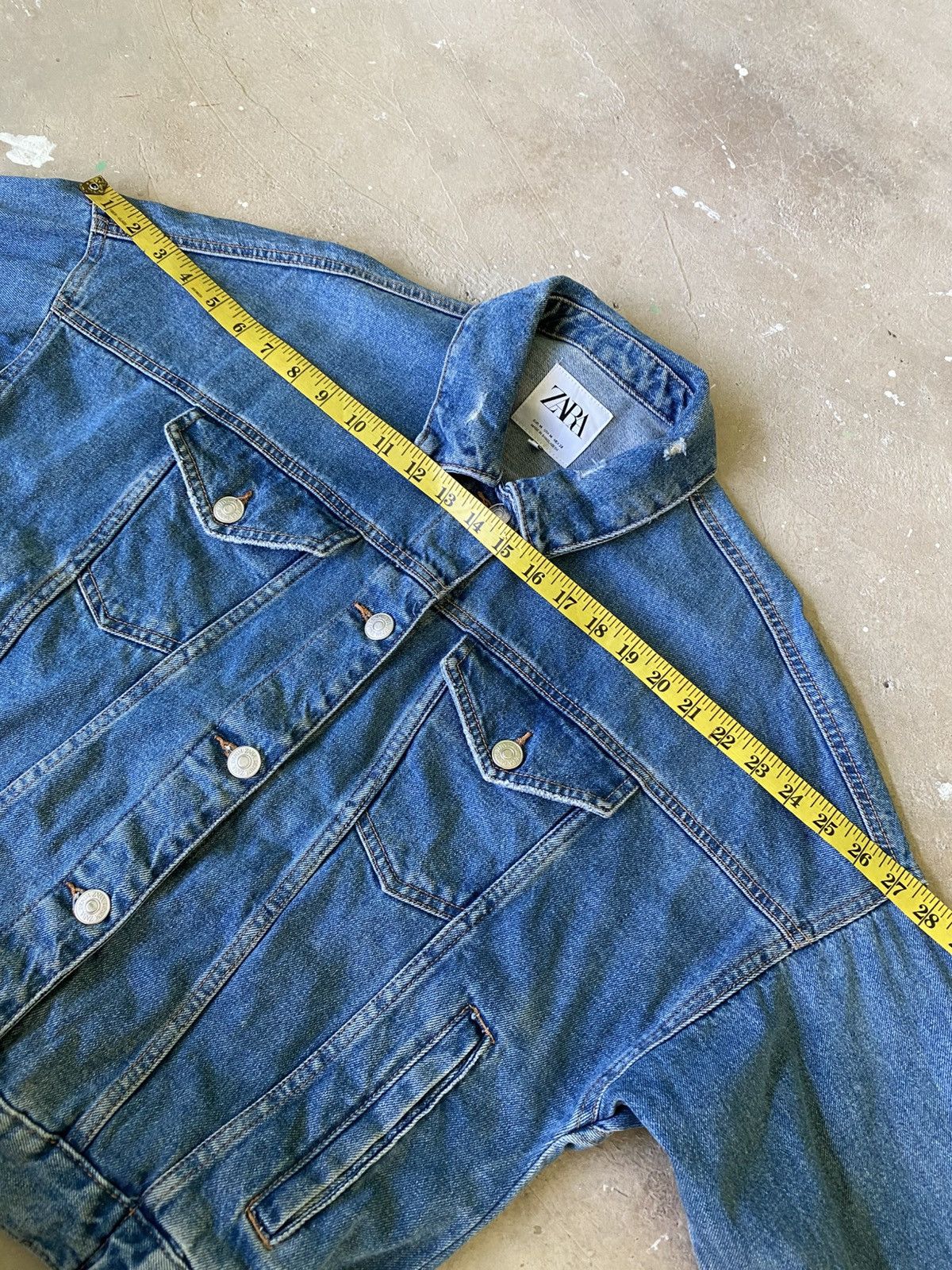 Zara Zara Cropped Denim Jacket Blue Washed Oversized Size M / US 6-8 / IT 42-44 - 13 Thumbnail