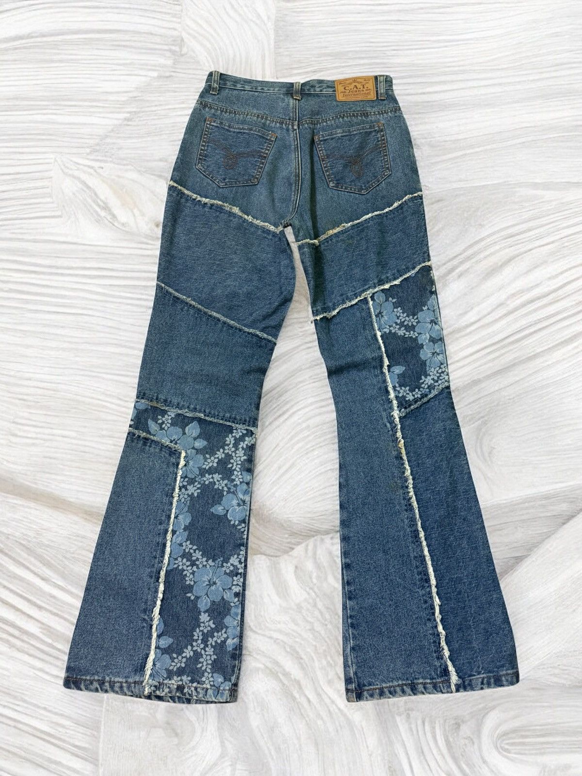 Vintage Crazy Flared CAT Reconstructed Reworked jeans Size 26" / US 2 / IT 38 - 2 Thumbnail