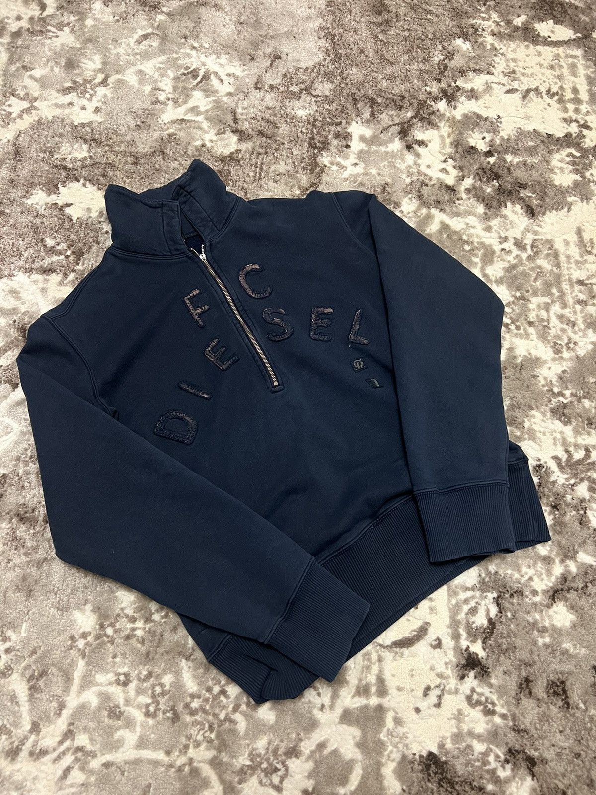 Diesel × Vintage Vintage 90s Diesel Y2k Big logo Rare 1/2 Zip sweatshirt Size US M / EU 48-50 / 2 - 2 Thumbnail