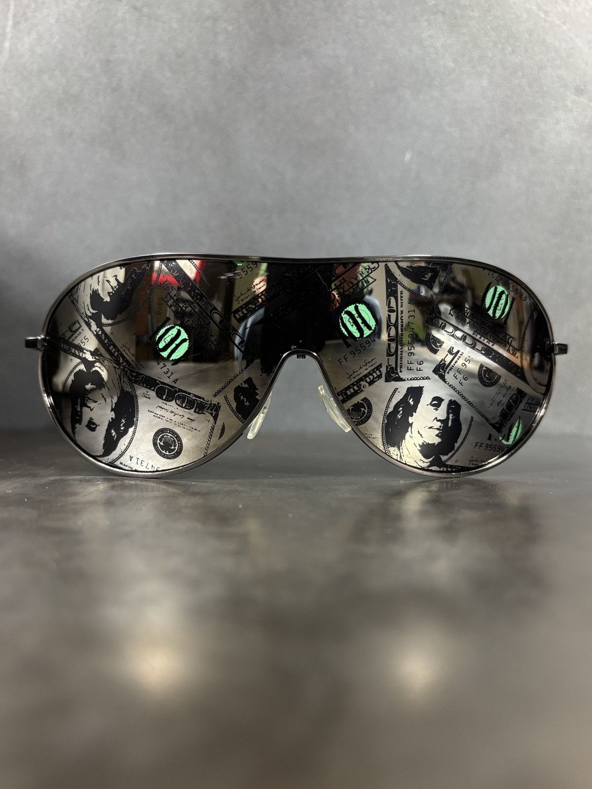 Vintage Y2K Cash Money Print Sunglasses $100 Dollar Aviator Novelty Size ONE SIZE - 3 Thumbnail