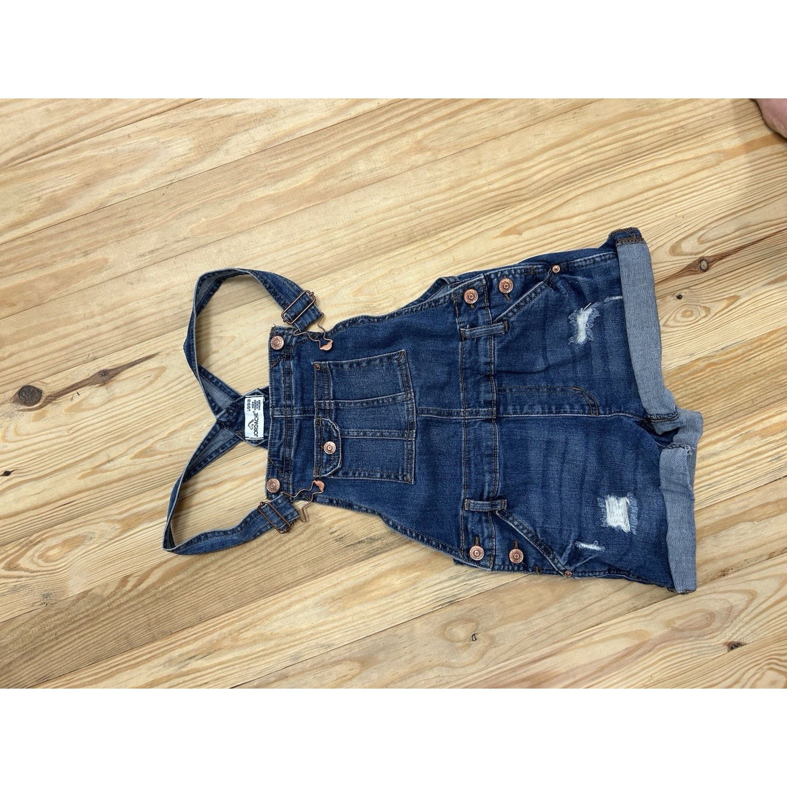 Jordache Jordache Girls 10 12 Blue Bib Overall Jeans Denim Y2K Boho. Size L / US 10 / IT 46 - 7 Thumbnail