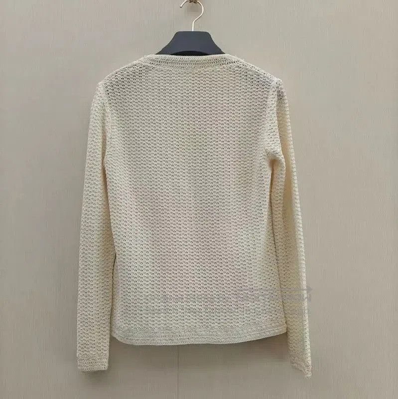 Chanel Chanel Cream Cotton Blend Long Sleeve Top . Size L / US 10 / IT 46 - 3 Thumbnail