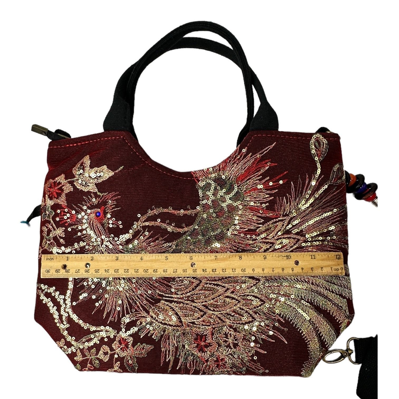 Designer Crossbody/Double Handle Tote Handbag Embroidered & Beaded Ph Size ONE SIZE - 3 Thumbnail