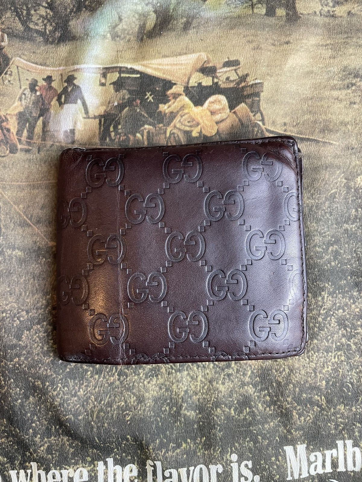 Gucci × Vintage Gucci Leather Monogram Wallet Size ONE SIZE - 1 Thumbnail
