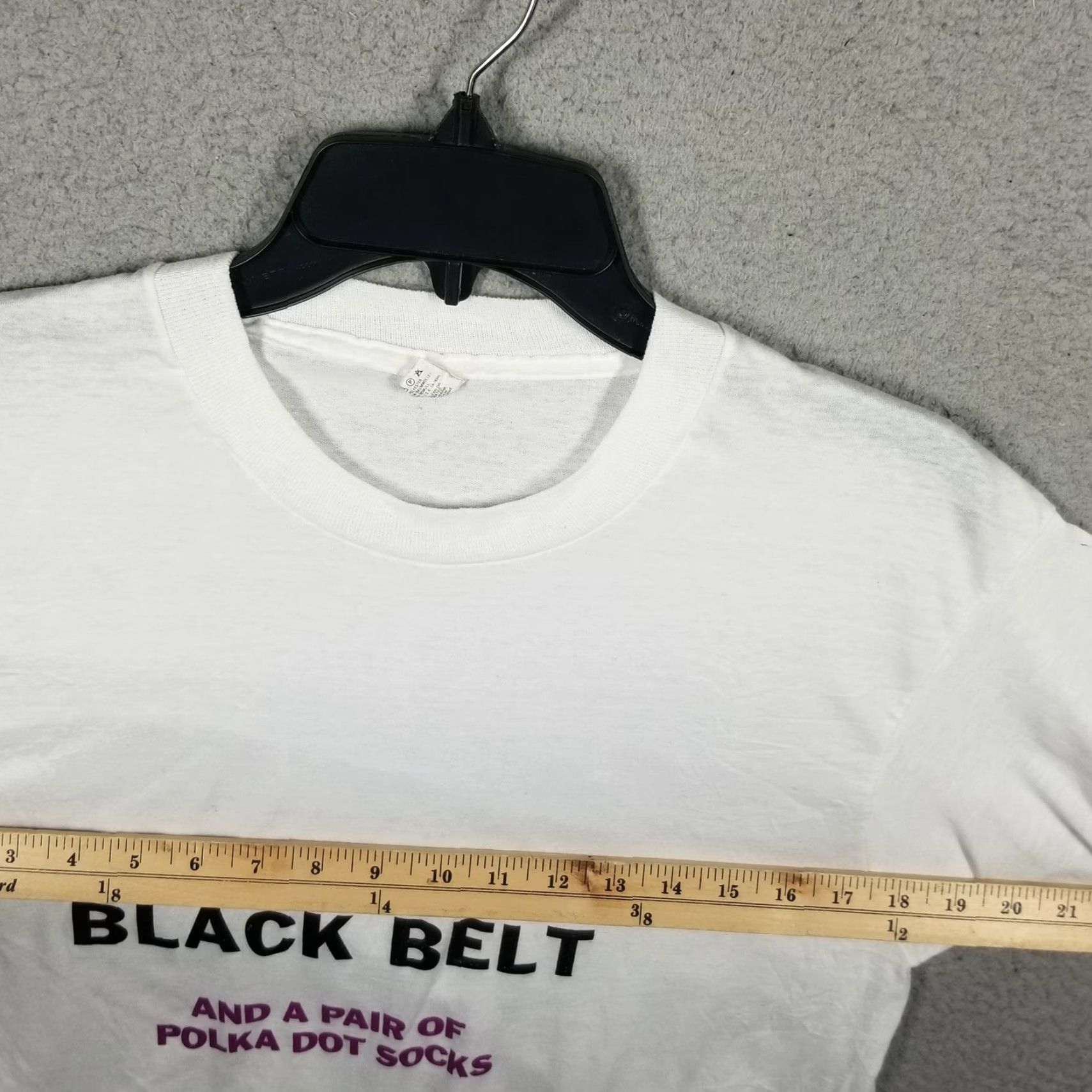 Vintage Vintage Black Belt Shirt Mens Large White Funny Slogan Polka Dot Socks 80s USA Size US L / EU 52-54 / 3 - 7 Thumbnail