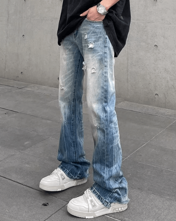 Japanese Brand × Jean High street cleanfit washed distressed ripped flared jeans Size US 32 / EU 48 - 2 Thumbnail