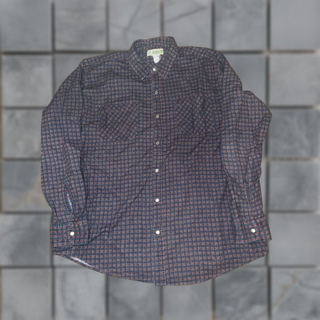Haband Haband Men’s Flannel Shirt Plaid 2XL Pearl Snaps Multicolor Cotton Button-Up Long Sleeve Regular Mens Size US XXL / EU 58 / 5 - 1 Thumbnail