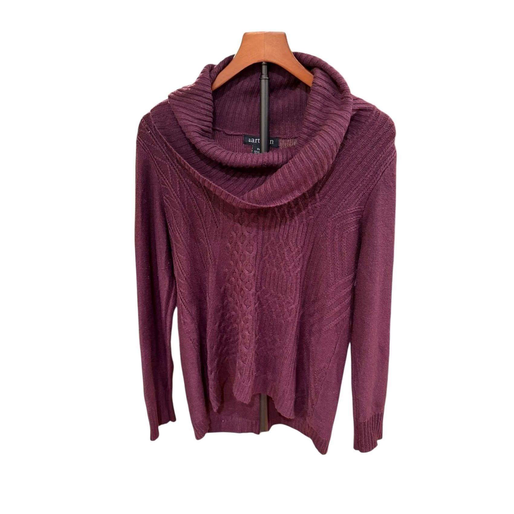 Vintage Artisan Purple Cowl Knit Sweater Size XL / US 12-14 / IT 48-50 - 2 Thumbnail