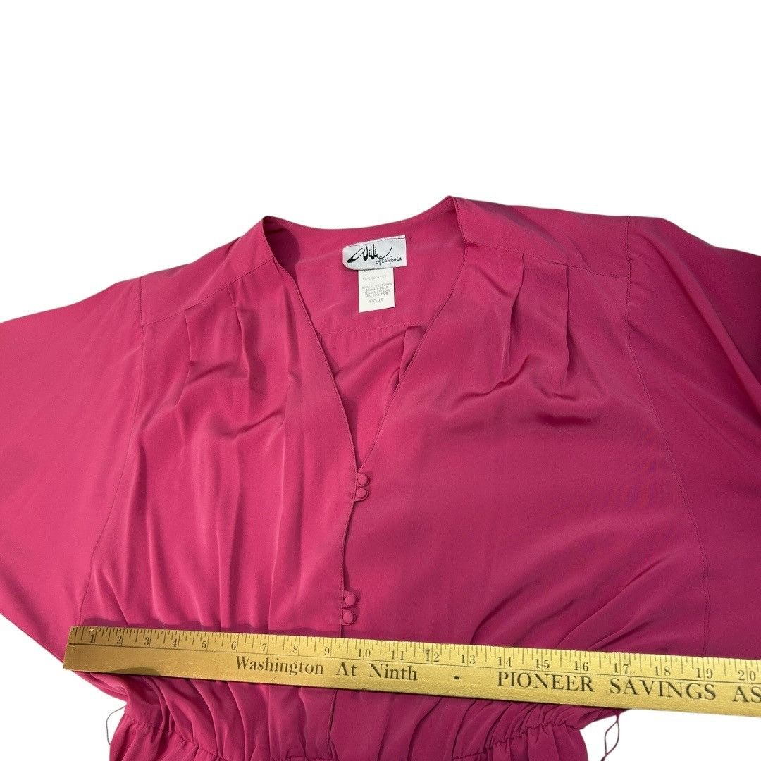 Other Vintage 80s Willi Of California Pink V-Neck Long Sleeve Dres Size XXL / US 16-18 / IT 52-54 - 5 Thumbnail