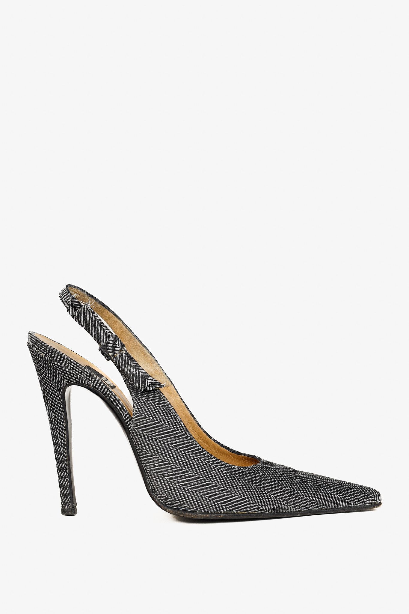 Gianfranco Ferre Gianfranco Ferre Metallic Herringbone Slingback Heels Size US 8 / IT 38 - 1 Thumbnail
