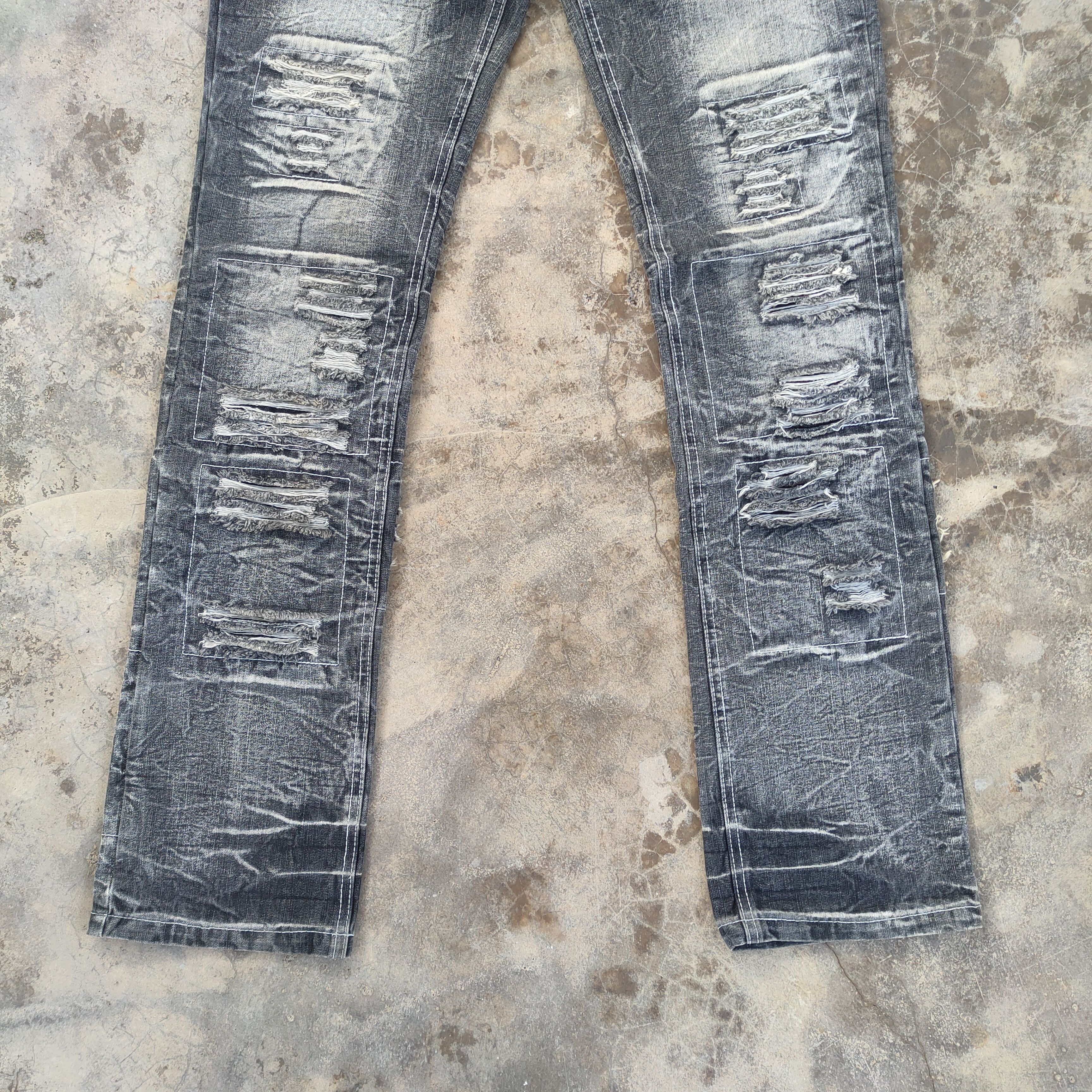 LOWBOX VTG LOW BOX BLACK BORO SHAHIKO PATCHWORK JEANS DENIM PANTS Size US 34 / EU 50 - 3 Thumbnail