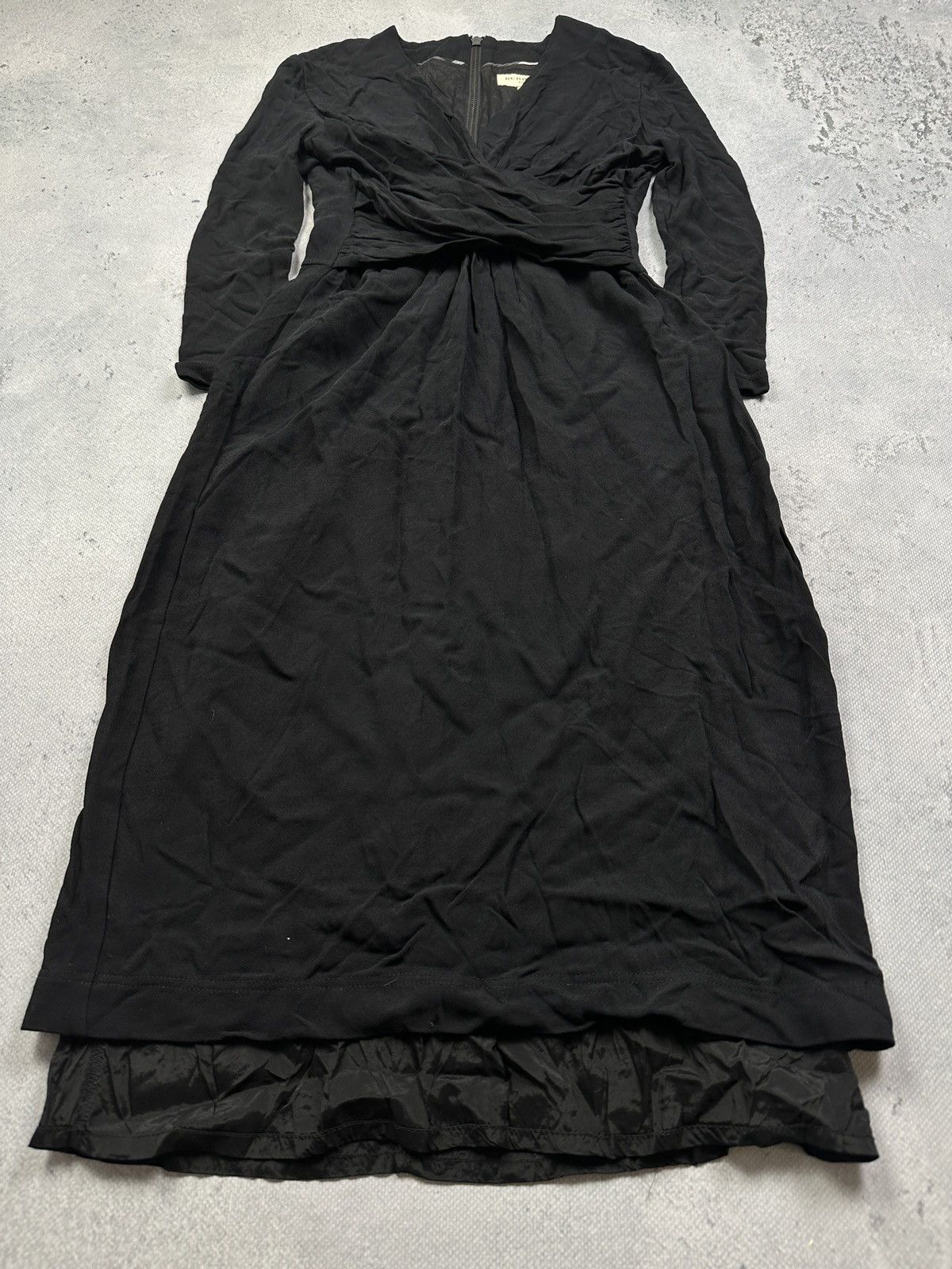 Burberry Burberry London Black Draped Viscose Luxury Midi Dress 00s Size S / US 4 / IT 40 - 3 Thumbnail