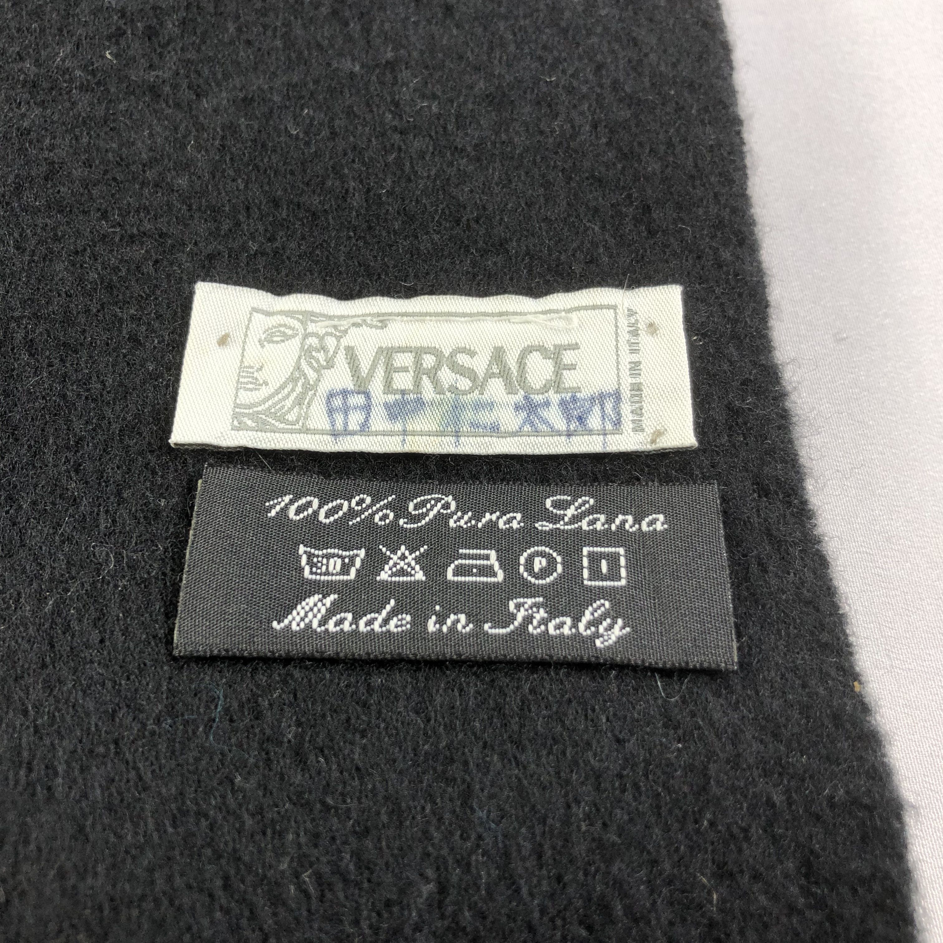 Versace Versace Plain Black Wool Scarf Muffler V1389 Size ONE SIZE - 5 Thumbnail