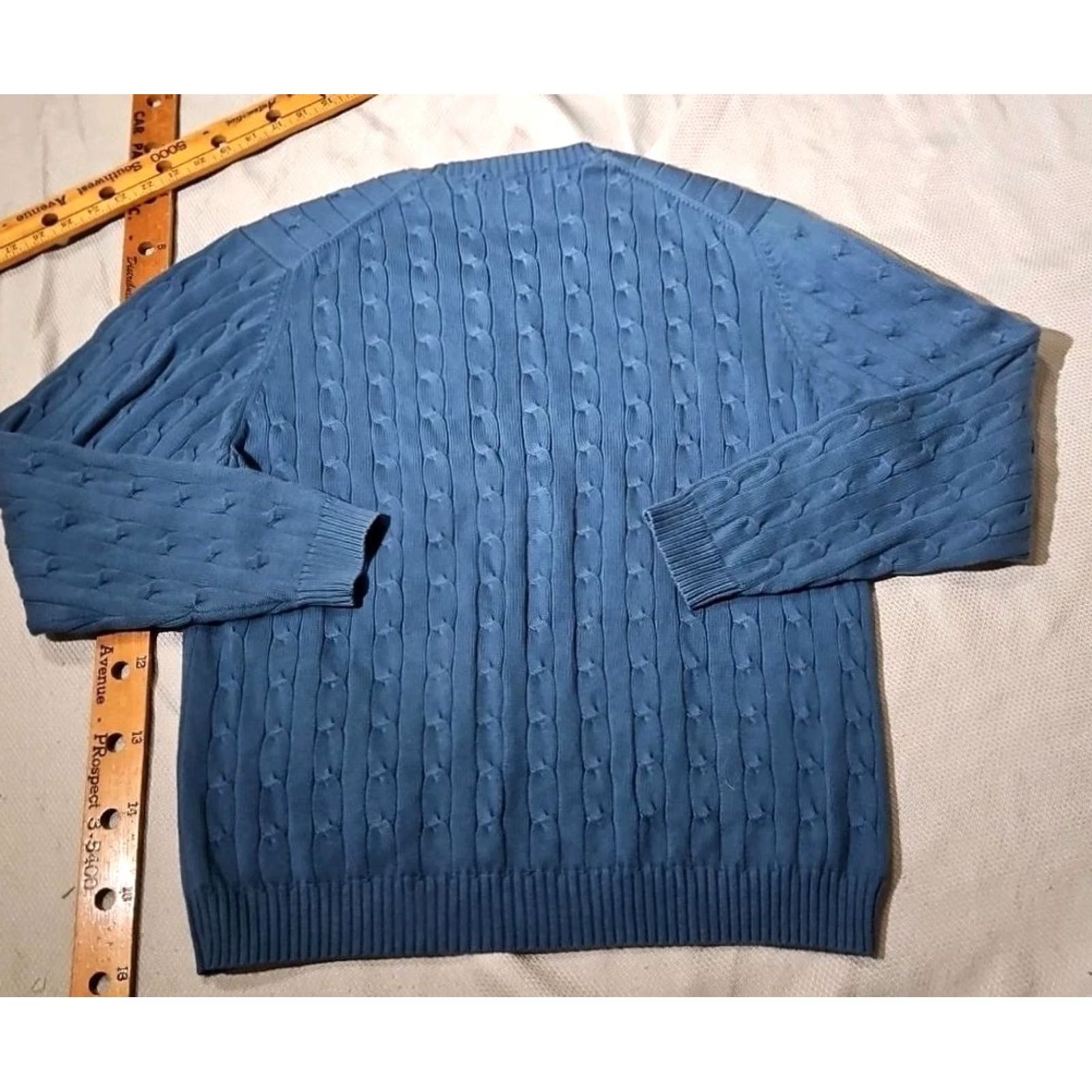 Brooks Brothers VINTAGE Brooks Brothers Sweater Mens L Blue Cable-Knit Fisherman 90s Old Money Size US L / EU 52-54 / 3 - 7 Thumbnail