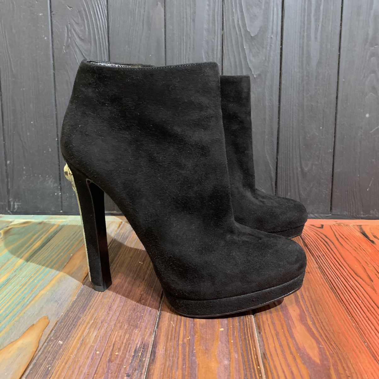 image of Alexander Mcqueen Alexander Maqueen Leather Heel Shoes Size 38.5 It in Black, Women's