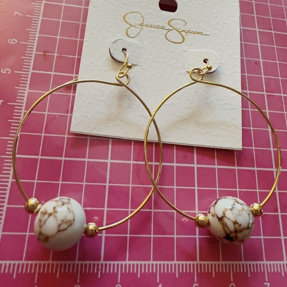 Jessica Simpson 1pc Jessica Simpson gold tone loops earrings blue / White Size ONE SIZE - 8 Thumbnail