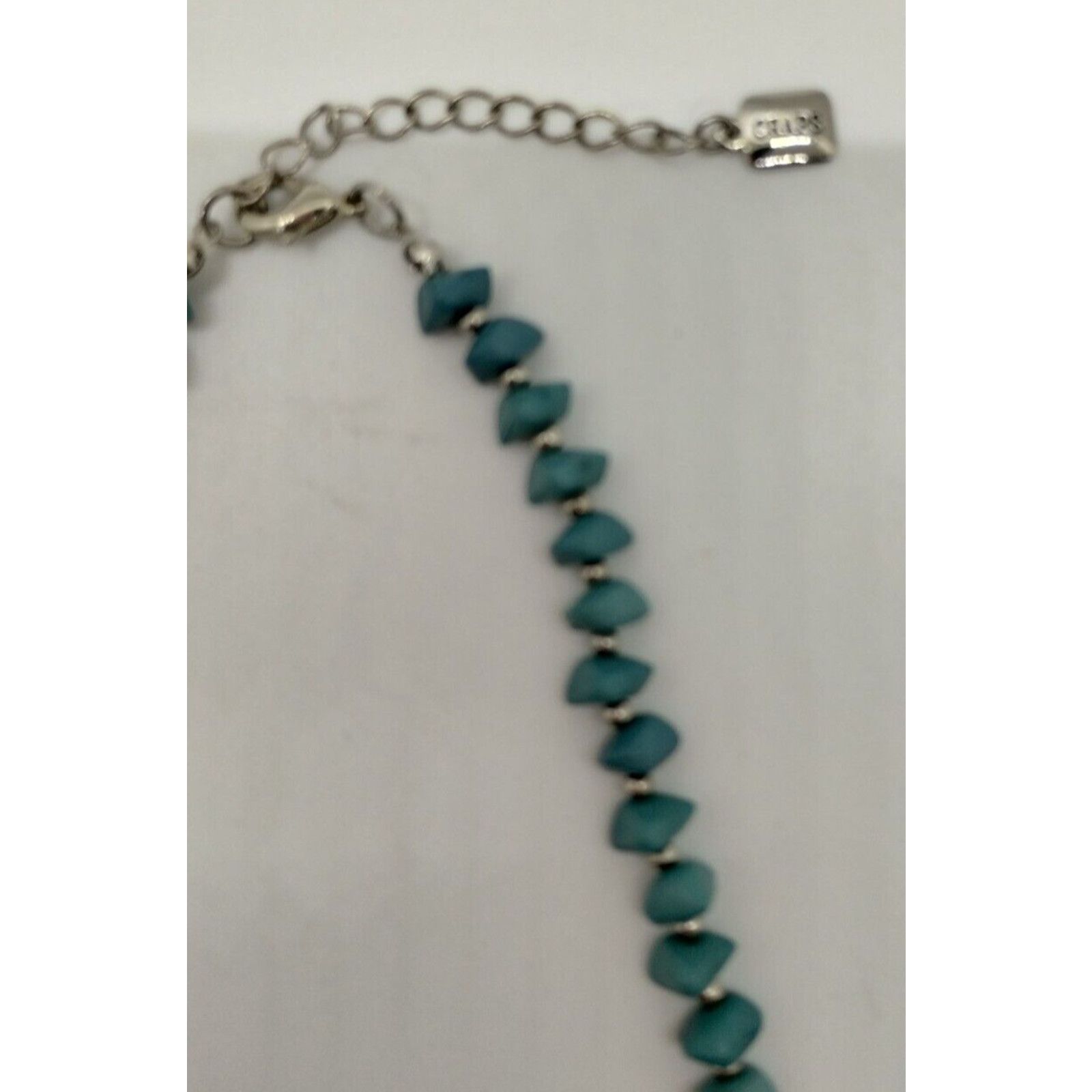 Chaps Chaps Silver Tone Faux Turquoise Colored Beads Necklace Size ONE SIZE - 3 Thumbnail