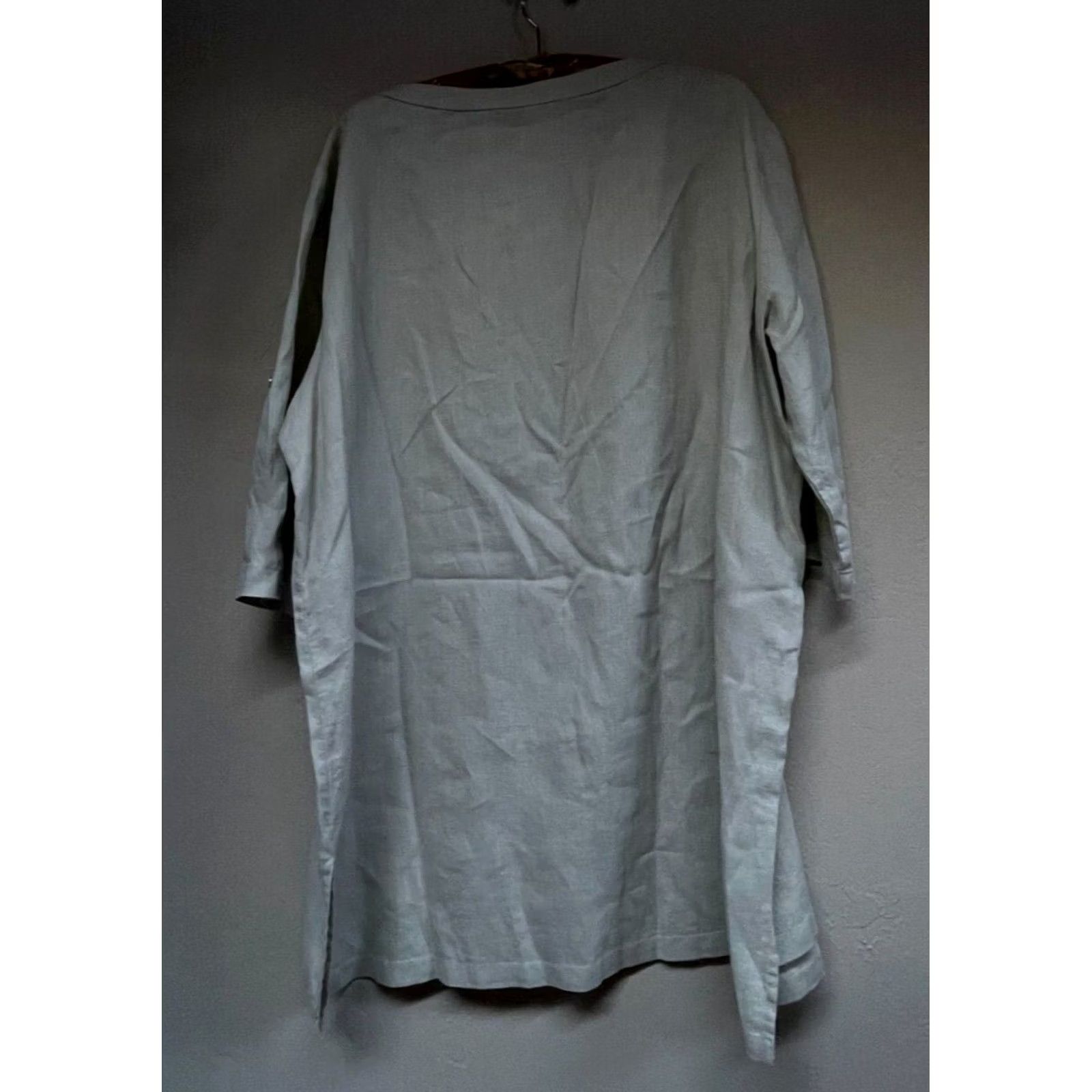 Ellen Tracy Ellen Tracy Womens Blouse Tunic 3/4 Sleeve Linen Zip Up XL Tan Casual Women's Size XL / US 12-14 / IT 48-50 - 2 Thumbnail