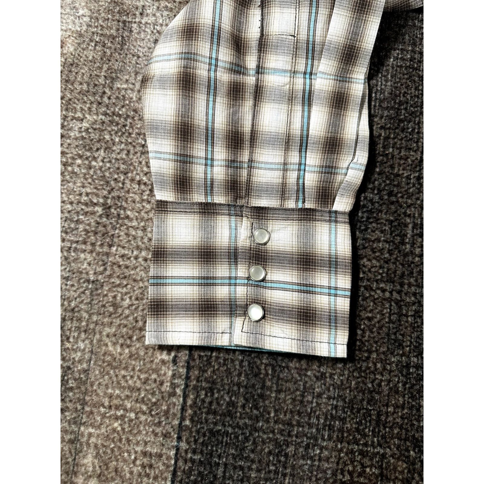 Wrangler NWT Wrangler Snap Button Down Shirt Men XXL Brown White Size US XXL / EU 58 / 5 - 6 Thumbnail