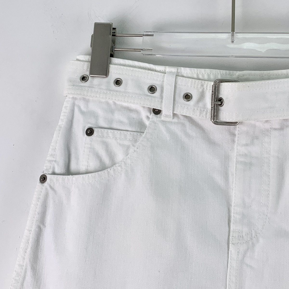 Dior Dior White Belt Buckle Cotton Casual Denim Mini Skirt K26WX Size 25" / US 0 / IT 36 - 3 Thumbnail