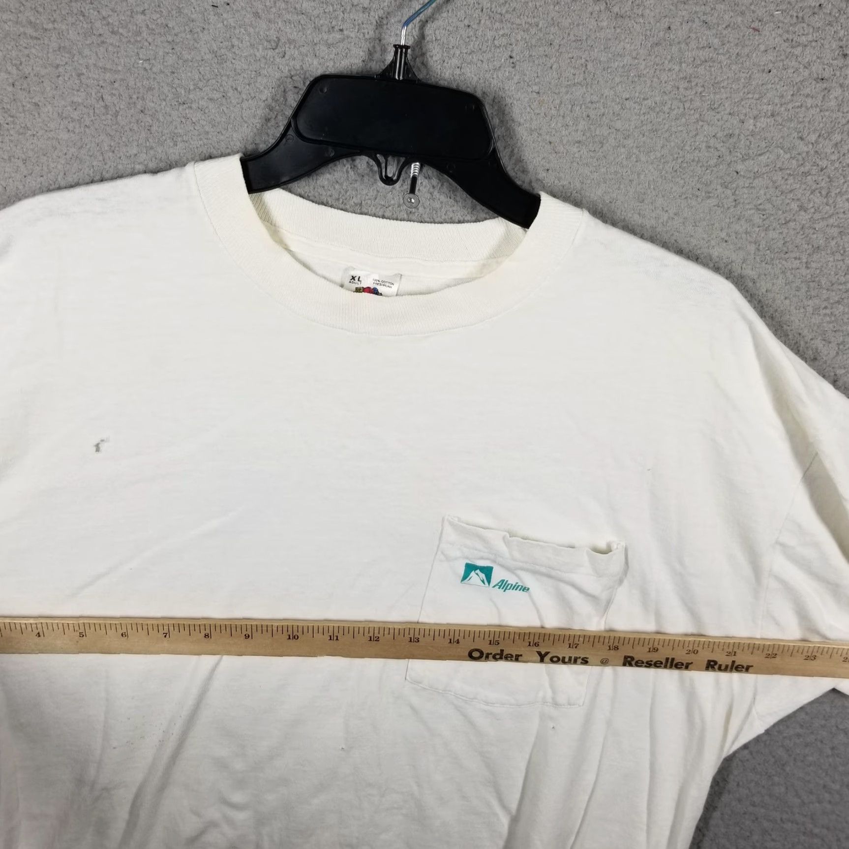 Fruit Of The Loom VINTAGE Alpine Pocket Tee Mountain Graphic Made USA Men XL White T-Shirt Canvas 90s Mens Size US XL / EU 56 / 4 - 7 Thumbnail