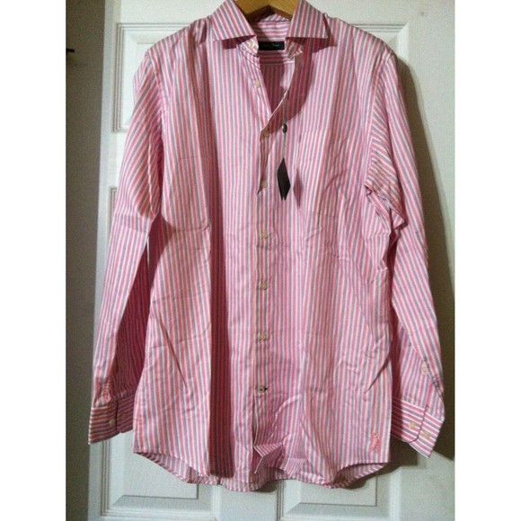 image of Bobby Jones Men's New Pink 100%cotton Casual Shirt Size:l (Size Large)