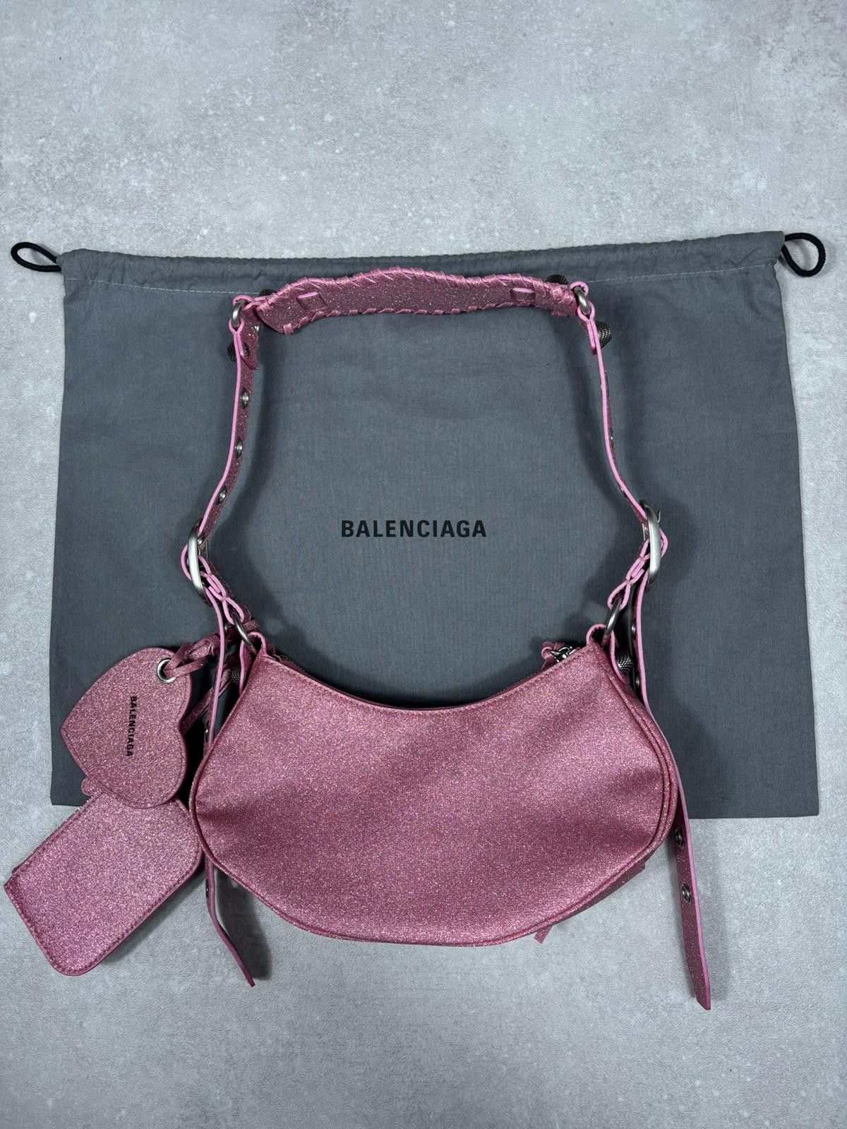 Balenciaga Balenciaga Le Cagole XS Glitter Pink Heart Mirror New Size ONE SIZE - 7 Thumbnail