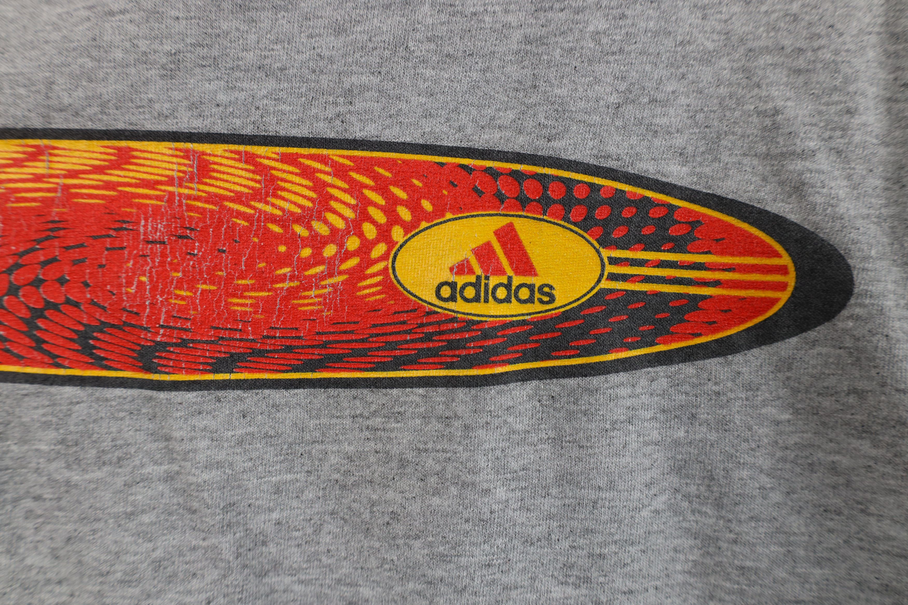 Adidas Vintage 90s Adidas Spell Out Center Logo T-Shirt Gray USA Size US L / EU 52-54 / 3 - 5 Thumbnail