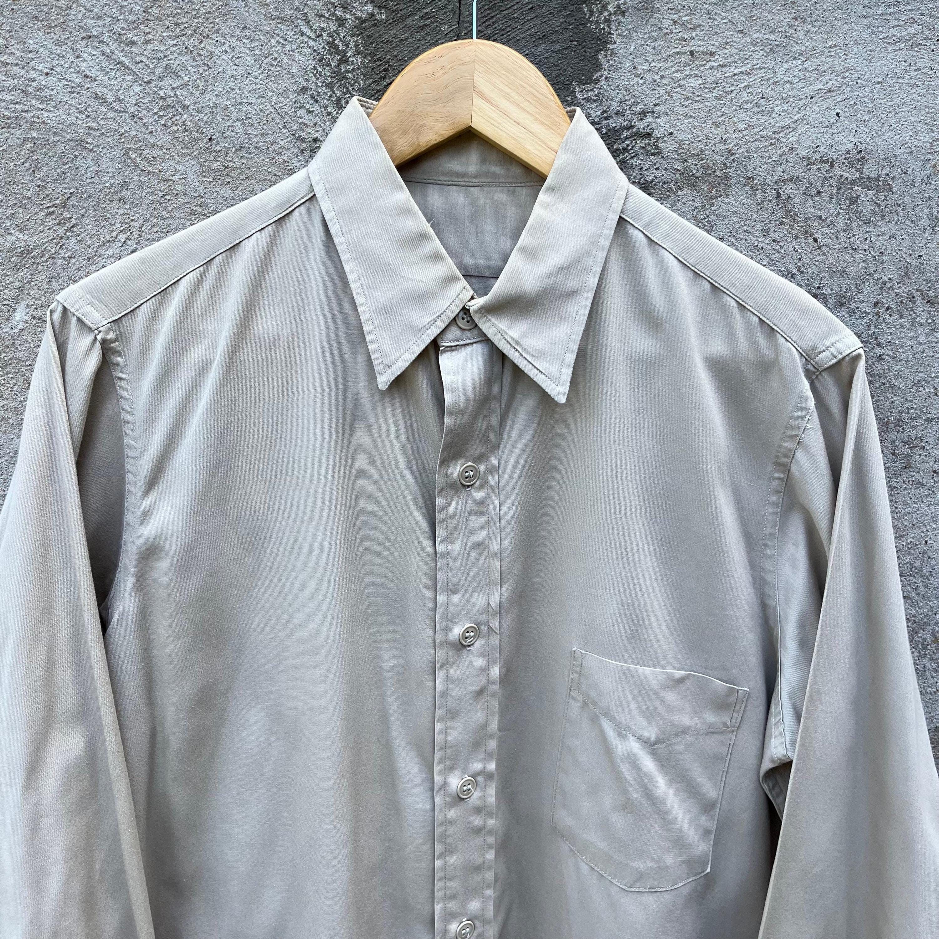 Vintage 50's US Military Tan Khaki Button Down Shirt Size US L / EU 52-54 / 3 - 4 Thumbnail