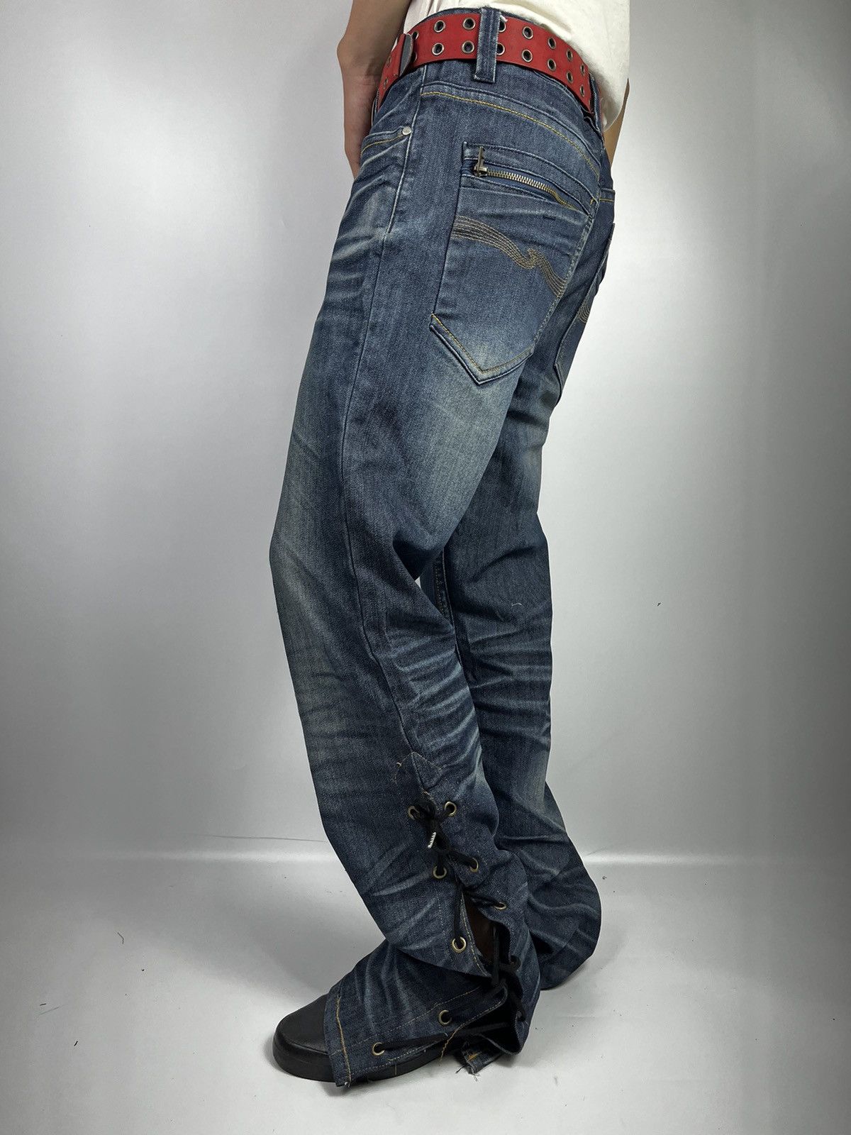 If Six Was Nine × Japanese Brand × Le Grande Bleu (L.G.B.) lace up gaudi homme mudwash pant ifsixwasnine vkei style Size US 31 - 17 Thumbnail