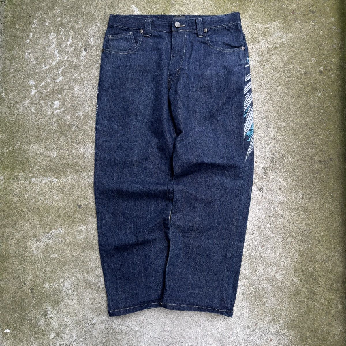 Streetwear × Vintage VINTAGE Y2K RAW BLUE BAGGY CYBER WING