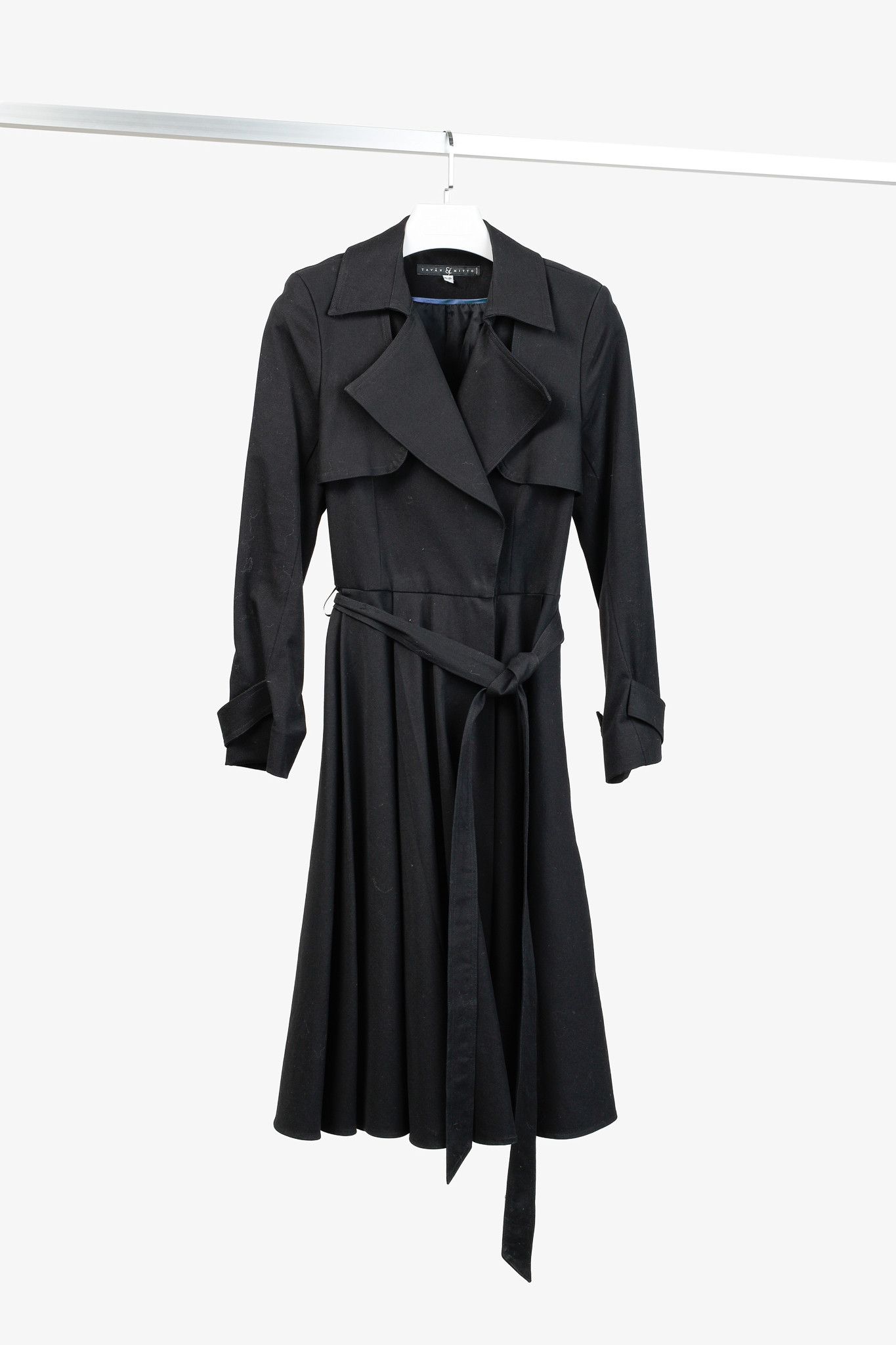 Other Tavan & Mitto Black Full Skirt Trench Coat Size S / US 4 / IT 40 - 1 Thumbnail