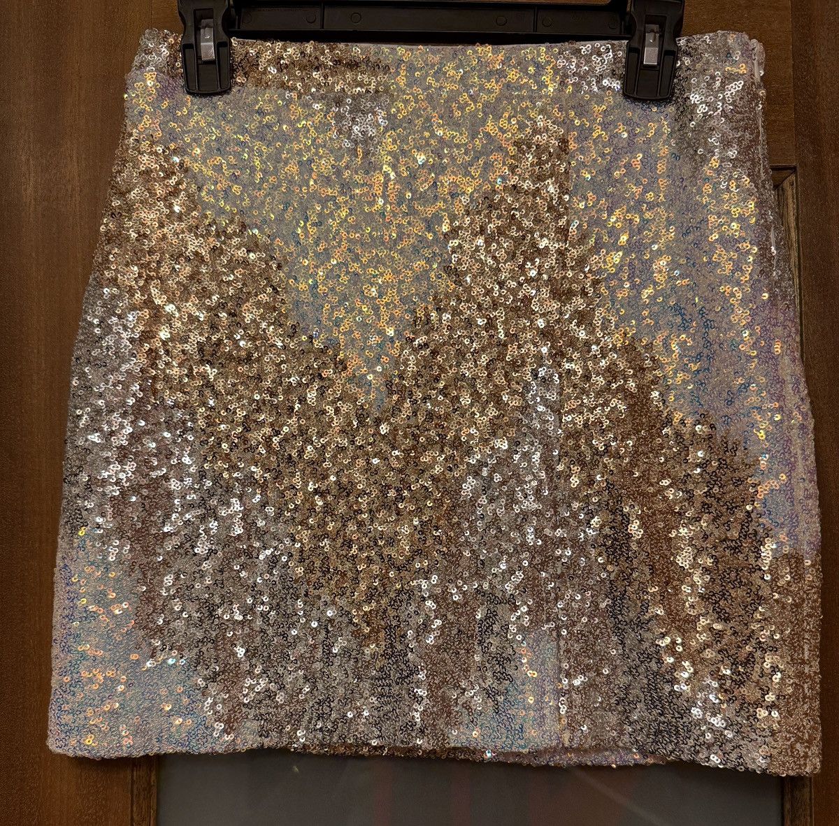 Other Genevieve Ivory Multi Sequin Global Side Slit Mini Skirt Size 28" / US 6 / IT 42 - 8 Thumbnail