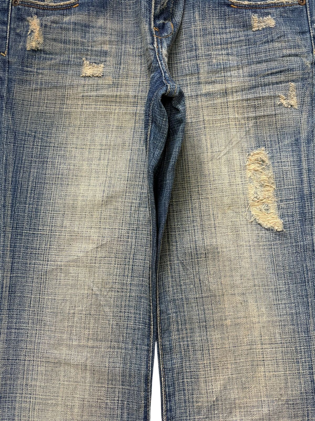 Edwin Vintage Sacred Blue Checkered Distress Low Rise Flare Jeans Size 28" / US 6 / IT 42 - 3 Thumbnail
