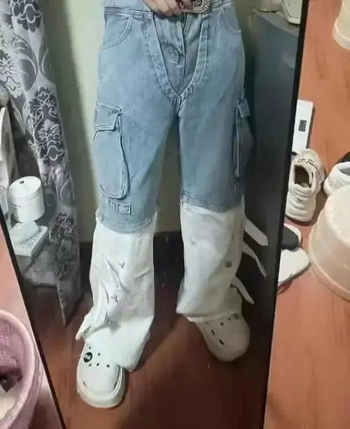 Other Multi-Pocket Design Loose Casual Straight Wide-Leg Jeans Size US 29 - 2 Thumbnail