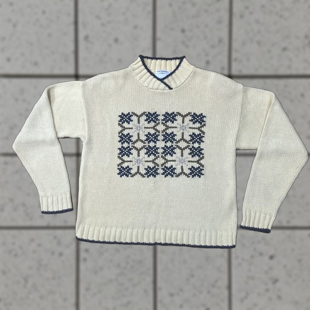 Vintage VINTAGE CHRISTOPHER & BANKS Sweater Women S Pullover Knit 90s Hand Embroidered Snowflake Shawl Neck Yellow Holiday Winter Cabin Snowflake Womens Size S / US 4 / IT 40 - 1 Thumbnail