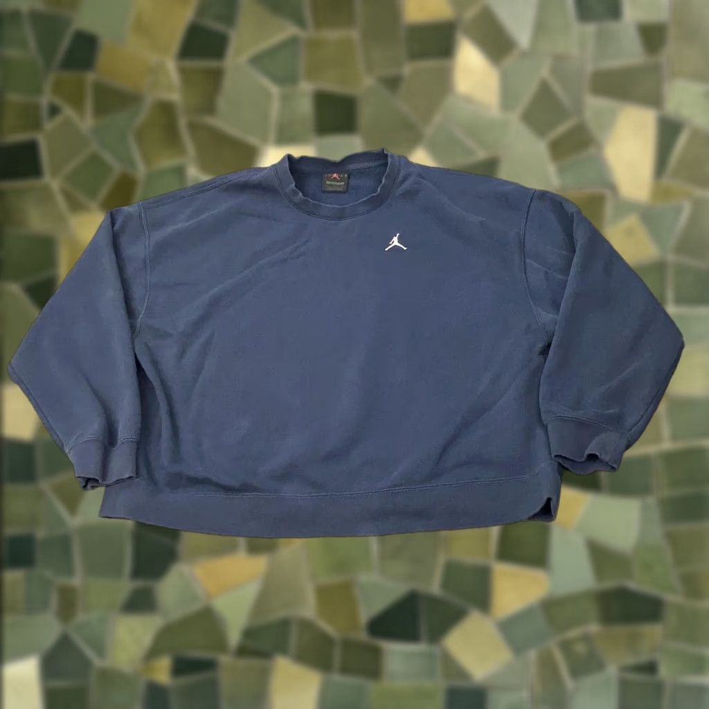 Jordan Brand VINTAGE Jordan Sweatshirt Mens Large Blue Pullover Crewneck Jumpman Loose Fit Basketball Nike Size US L / EU 52-54 / 3 - 1 Thumbnail